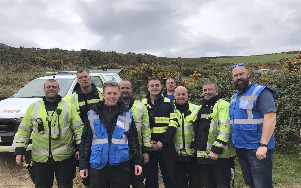 Ian Kiely with a fire crew on active duty