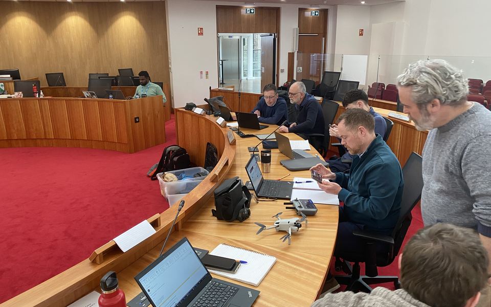 A Drone Space training day in a council chamber